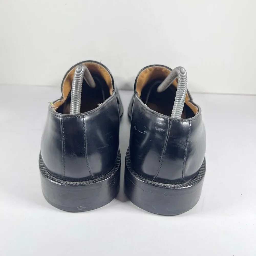 San Remo Platinum Leather Penny Loafers Dress Shoes Black/Burgundy Men's 10.5